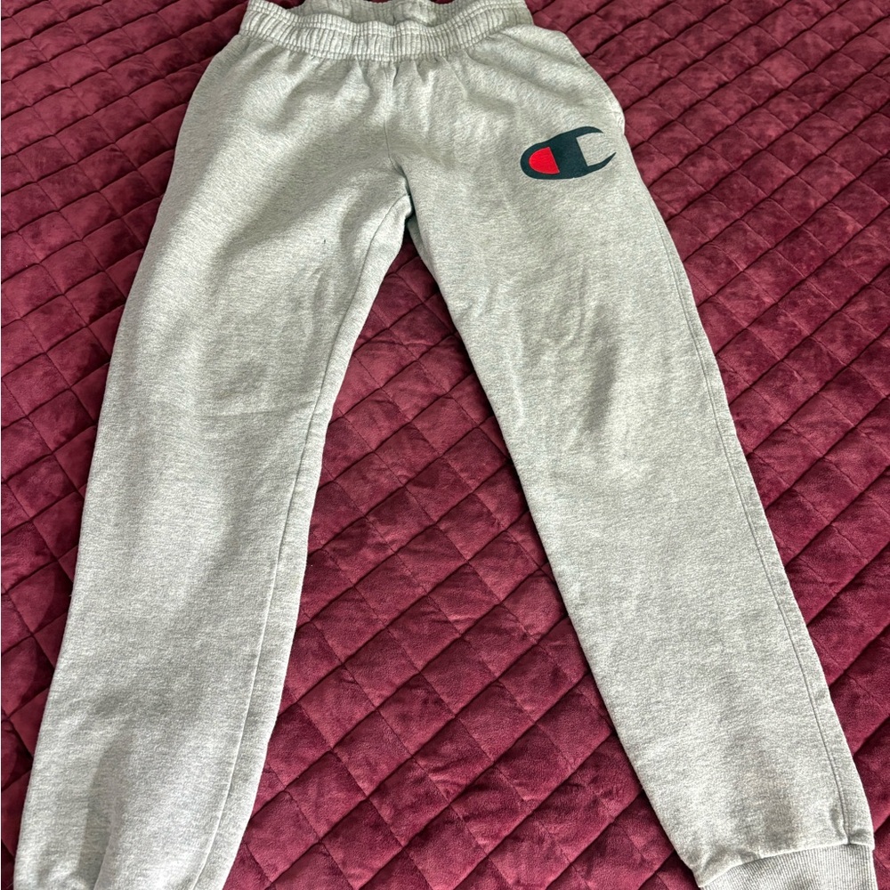 Champion Light Gray Joggers with Logo
